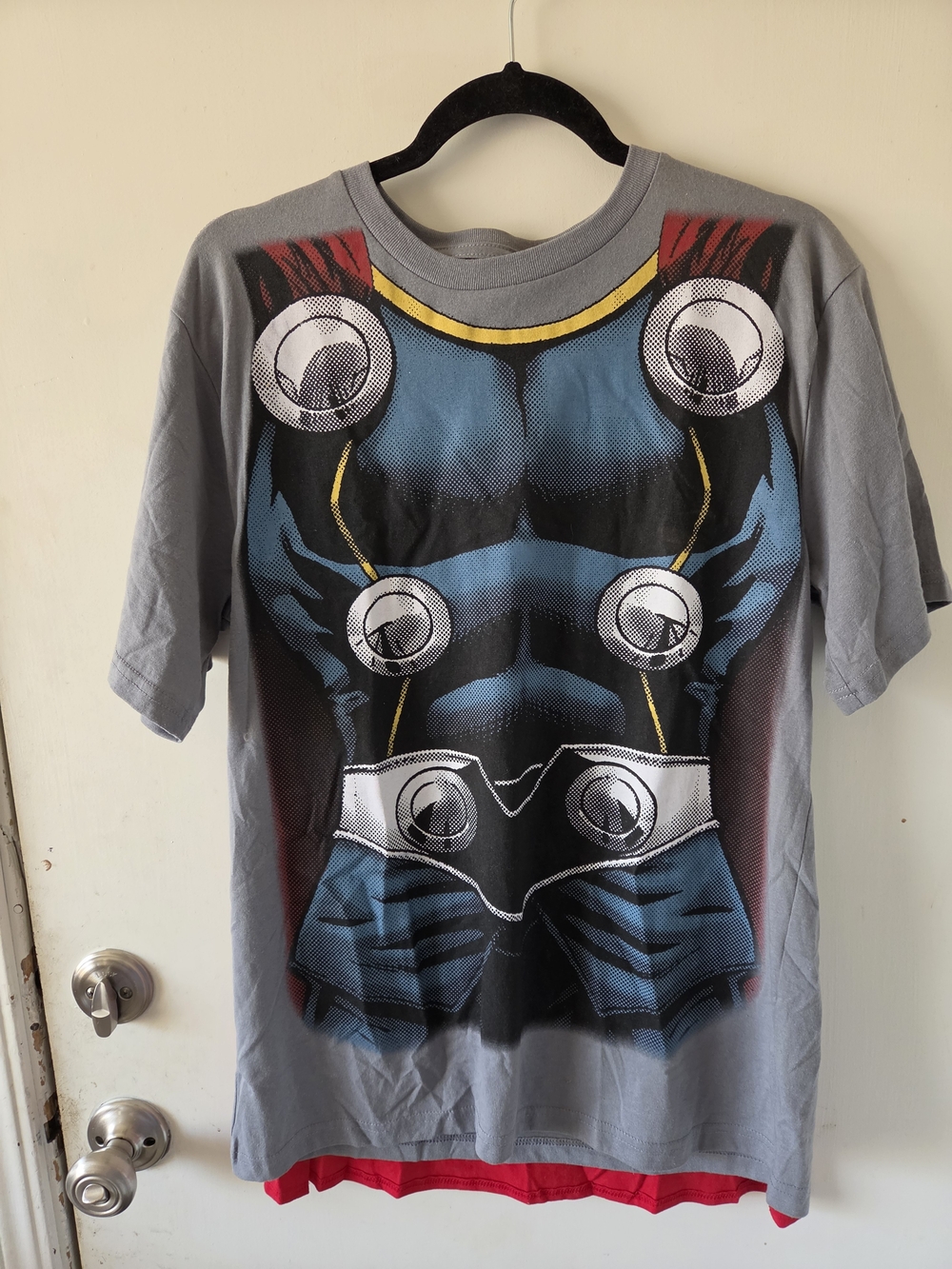 Marvel Thor Costume W/ Cape T-shirt Mens M Grey Graphic T Avengers NWT